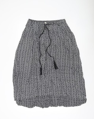 Little Stuff Damen schwarz geometrisches Muster elastische Taille Knie Rock Gr 10
