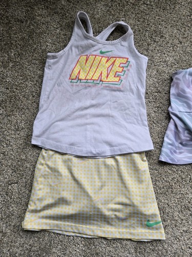 Nike Girl Tank Top & Skirt Set ~ White, Yellow, Pink & Green ~ - Picture 2 of 13