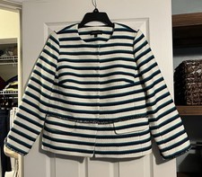 Women s Talbots Lined 4 Button Snapped Blazer Stripped Size 8