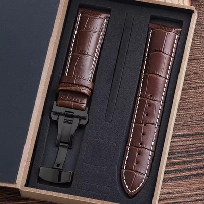 Echt Leder Uhrenarmband Band 18mm 20mm 22mm 24mm Butterfly Buckle Unisex
