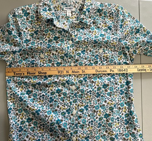 Old Navy Womens Button Up Shirt Size S Blue Ditsy Floral Long Sleeve Casual - Picture 8 of 9
