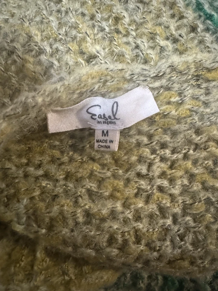 Cárdigan suéter tejido suave verde Easel Los Angeles para mujer talla mediana Foto 4 de 4