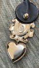 VINTAGE ZOE COSTE FRANCE GOLD ENAMELED ROSE BLUE DANGLE HEART EARRINGS TURQUOISE — photo 10