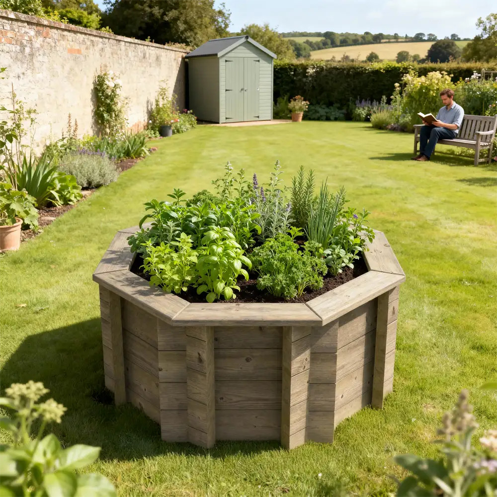 Raised Garden Bed - 4ft Octagonal - 563mm Height - 44mm Thick Wall