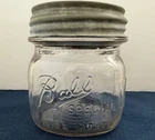 Vintage Ball Special Wide Mouth Half Pint Canning Jar Milk Glass Zinc Ball Lid