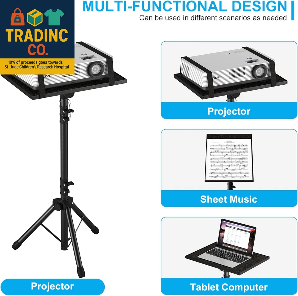 Projector Stand Tripod Adjustable, Laptop Height from 23.5 to 46.5 Inches with G - Image 3 of 4
