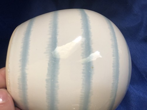 Vaso rosa in gres a righe blu tondo soglia - Foto 3 di 6