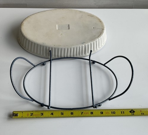 Casserole Baking Serving Oval Stoneware Dish with Wire Cradle Italian Style 1 Qt - Picture 6 of 9