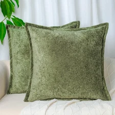 Pack of 2, Sage Green Velvet Throw Pillow Covers 24x24 Inch Decorative Pillow...