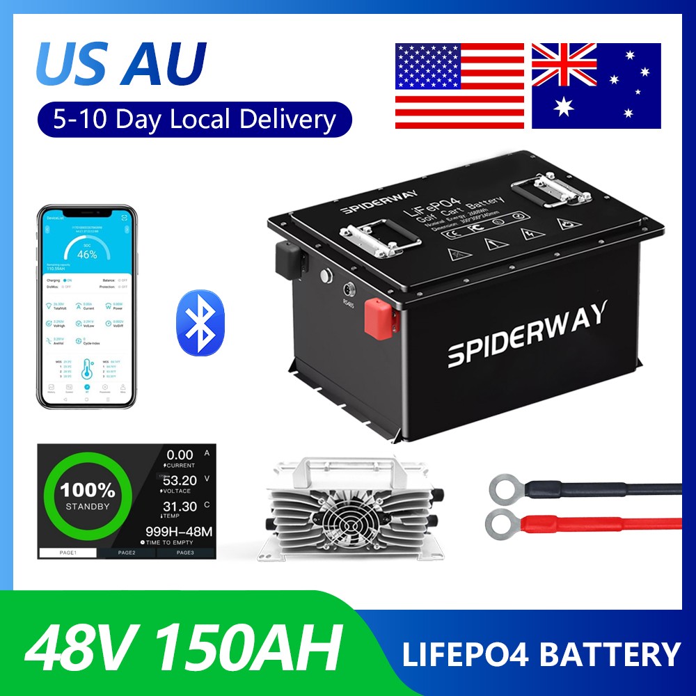 48V 150Ah Lithium LiFePO4 Golf Cart Battery With 200A BMS 6000+Cycles Max10.24kW