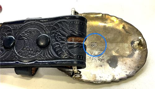 Fibbia per cintura NA07 Navajo Darryl Becenti in argento sterling e lapislazzuli ornata - Foto 3 di 6