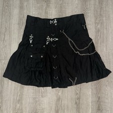 Fashion Cargo Utility Kilt Black with Silver Chains Scottish 46 44