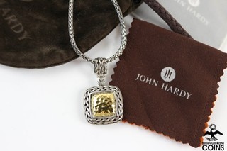 John Hardy 22k Yellow Gold Sterling Silver Repoussé Pendant 16" Choker Necklace