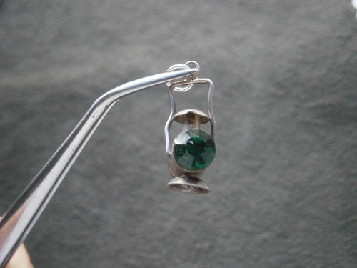 Rot grüne UK Eisenbahn Laterne Vintage Sterlingsilber 1,6 g ~ Griff bewegt sich - Bild 4 von 10