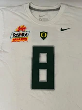 OREGON DUCKS NIKE Dri-fit Cotton Marcus Mariota #8T SHIRT Size S Fiest Bowl