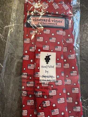Authentic Vineyard Vines 100% Pure Silk Men Neck Tie Made in USA Flag -NEW W TAG - Picture 7 of 9
