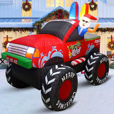 7FT Long Christmas Inflatables Monster Truck Outdoor Decorations, Xmas Blow up S
