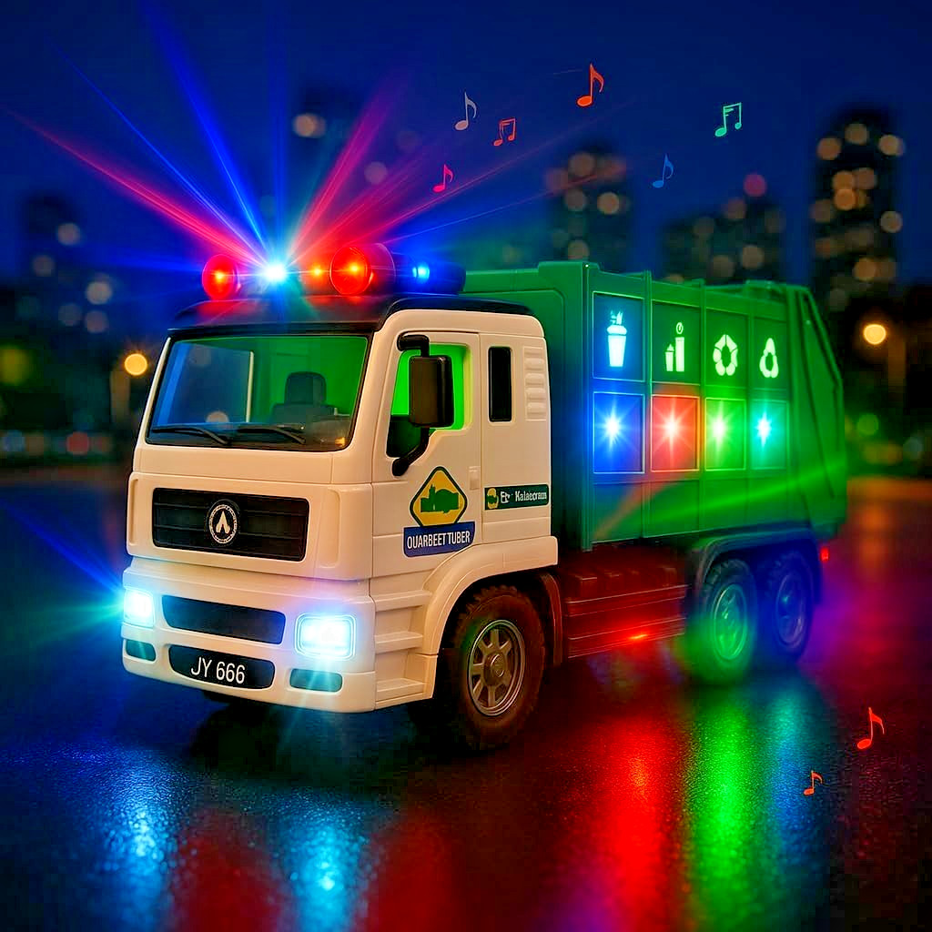 Garbage Truck for Kids with 4D Lights and Sounds - Automatic Bump & Go Car