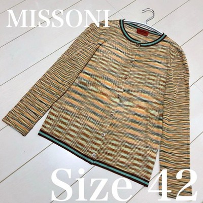 Missoni Women Orange Striped Knit Cardigan Size 42 Almost unused Luxury Unique