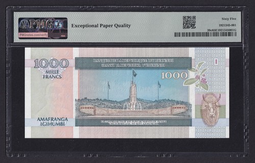 Burundi 1000 Francs 2000, Pick 39c, PMG 65, UNC - Picture 2 of 2
