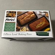 Parini 2-piece Loaf Baking Pans 10.25”x5.75”x2.75” Green Non-stick Stoneware*D