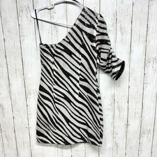 Guess Dress Women Size Small One Shoulder Zebra Glow In the dark cocktail mini