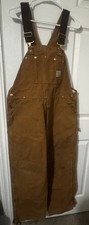 Vintage Carhartt Duck Overalls Brown Distressed Workwear USA 38x32