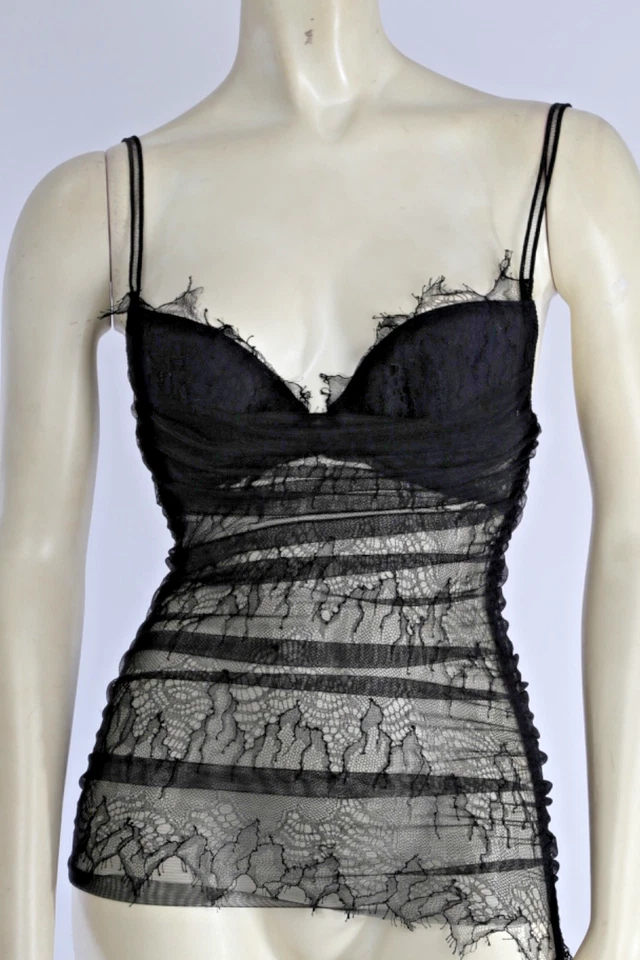 La Perla Black Sheer Lace Camisole Tank Top Sexy Luxury Italian Lingerie Size S - Image 1 of 4