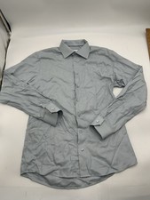 Eton Slim Mens Button Up Shirt Size 41 16 Blue Plaid Long Sleeve Cotton Designer