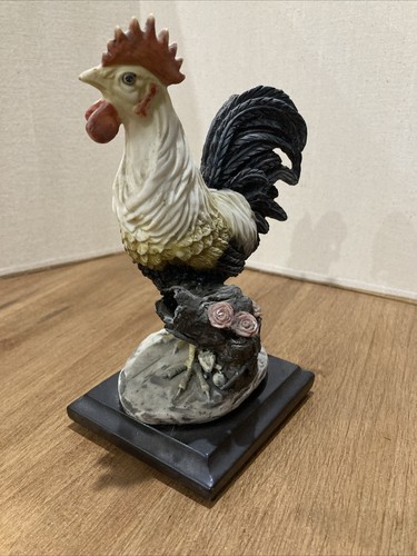 Large Vintage Unique Colorful Ceramic Standing Rooster Figurine