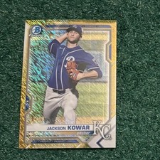 JACKSON KOWAR - 07/50 - 2021 BOWMAN CHROME PROSPECTS GOLD SHIMMER REFRACTOR CARD