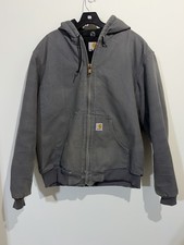Carhartt Men's Hooded Sz M J140GVL Union Made In The USA Quilted Charcoal Gray