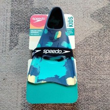Speedo Recreation Kids Swim Fin Flipper Blue/Teal/Yellow Size M 1-2 Age 3 