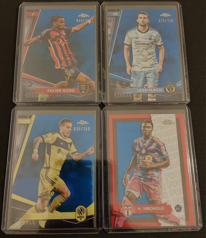 2024 Topps Chrome MLS  4 Card Lot /150 Gozo,Flach,Boyd,Mbongue (RC)