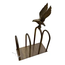 Vintage MCM Brass Eagle Mail Letter Holder Desk Organizer Arch Design Art Deco