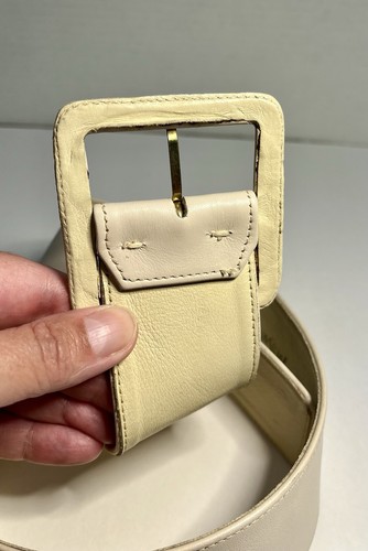 Vintage 80er Yves Saint Laurent Leder Gürtel Damen beige breite Schnalle klein - Bild 5 von 18