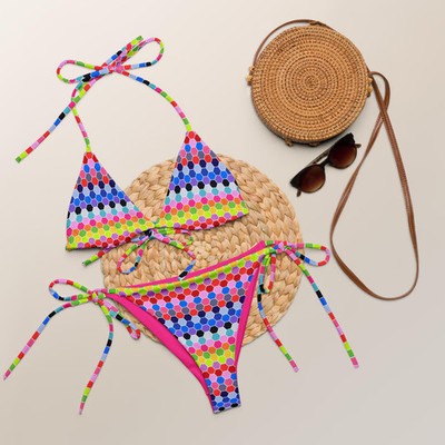 rainbow string bikini vibrant triangle