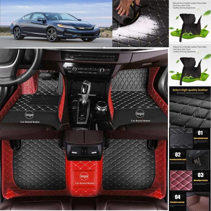 For Honda Accord Coupe Car Floor Mats Auto Carpets All Weather Waterproof Foto 3 de 4