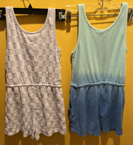 Lot of 2 OLD NAVY Girls Terry Cloth Rompers Sleeveless Girls SIZE 8 Purple Blue - Picture 6 of 7