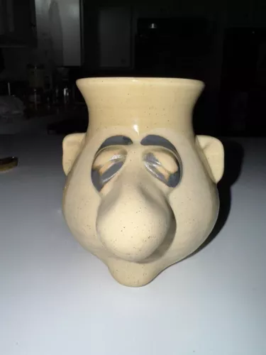 Peter Petrie Designs "IT' SNOT A MUG" Egg Separator Pottery Egg Mug Ugly Signed