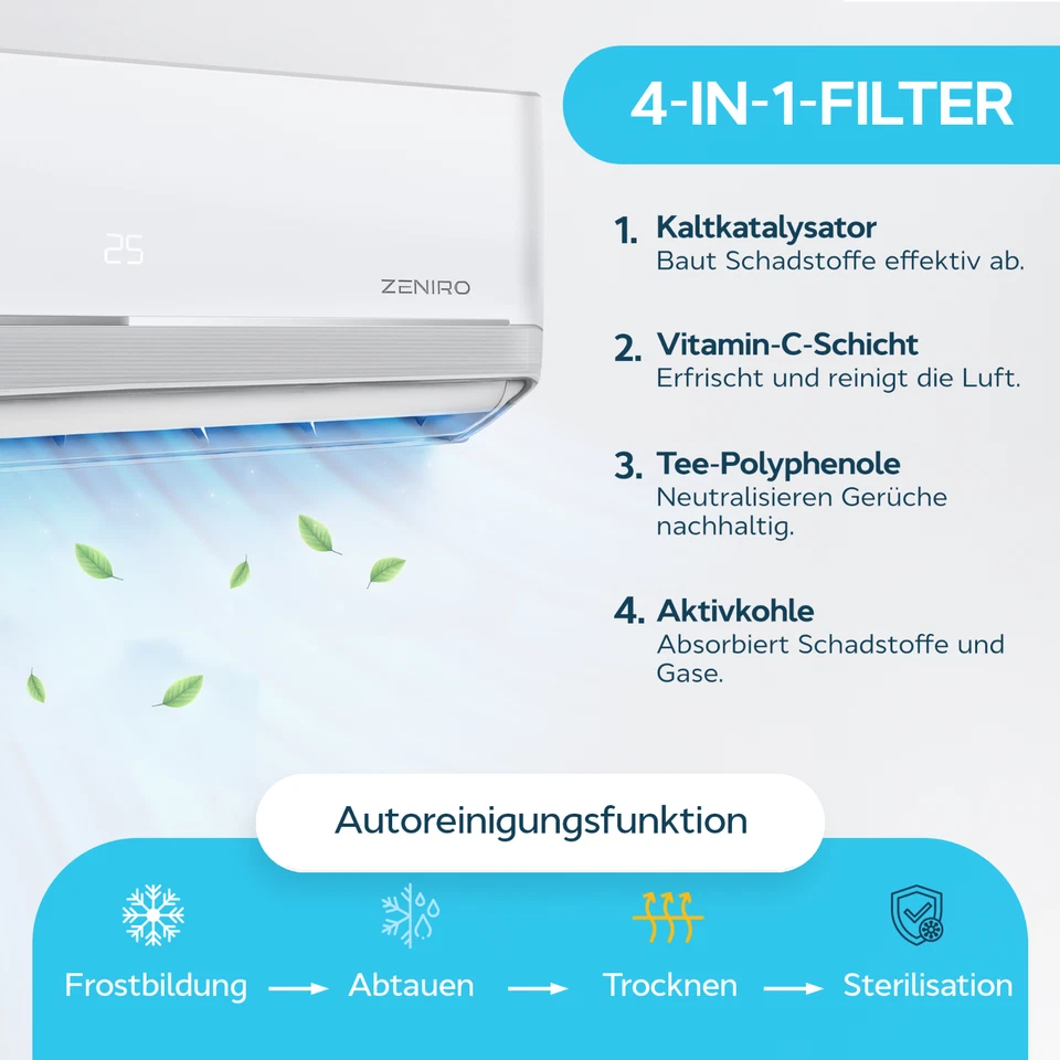 Split Klimaanlage Mit Heizfunktion Set ULTRA+ 5,3kW 18000 BTU 4D Flow WiFi App - Bild 3 von 4