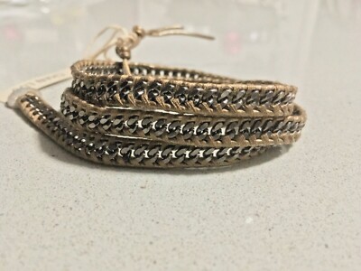 CHAN LUU CHAIN LINK LEATHER THREE WRAP BRACELET ** NWT ** $220
