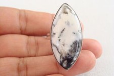 Dendritic Agate 925 Sterling Silver Ring Size 8 1/2