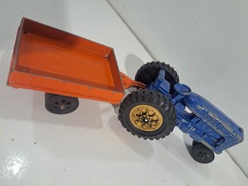 Vintage Hubley Die Cast 1/32 Blue Narrow Front Farm Tractor w/ Gabriel Trailer - Picture 5 of 10