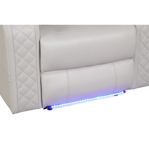 Benz LED & Power Recliner Chair Made With Faux Leather in Ice/ White - Picture 8 of 9