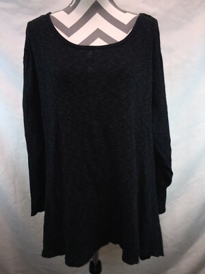 Max Jeans Womens Dark Blue Popover Top Shirt Plus Size 2X Long Sleeves. E26