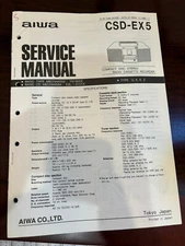 AIWA CSD-EX5 CSDEX5 Repair Service Manual FROM THE USA **ORIGINAL**