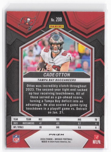 2024 Panini Mosaic Cade Otton #208 Mosaic Reactive Blue Prizm - Picture 2 of 2