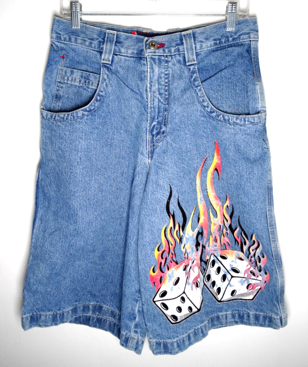 90s TRIBAL GEAR デニムショーツ jnco y2k Vintage JNCO Denim Shorts Size 30 Mens 90s Y2K Baggy Jorts