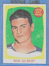 1961-62 TOPPS**ROD GILBERT**ROOKIE RC(NEW YORK RANGERS)#62 HOF! Look Picture!